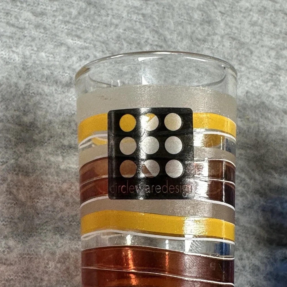 Cerve‎ Italy & Circleware Retro Stripe Glasses Set of 4 Multicolor 5.5